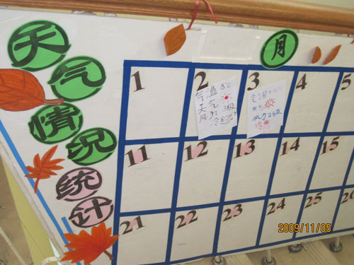 红缨幼儿园班级走廊-记录天气 - 红缨教育_做中