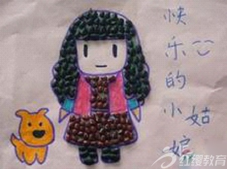 幼儿园环境布置--豆子拼贴画 - 红缨教育_做中国