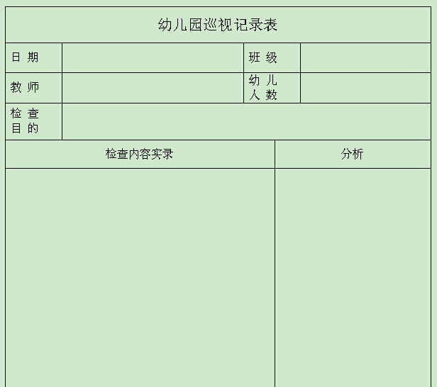 幼儿园巡视记录表 - 红缨教育_做中国幼儿园连