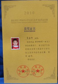 我园幼儿获得湖北省第十四届幼儿美术比赛金奖